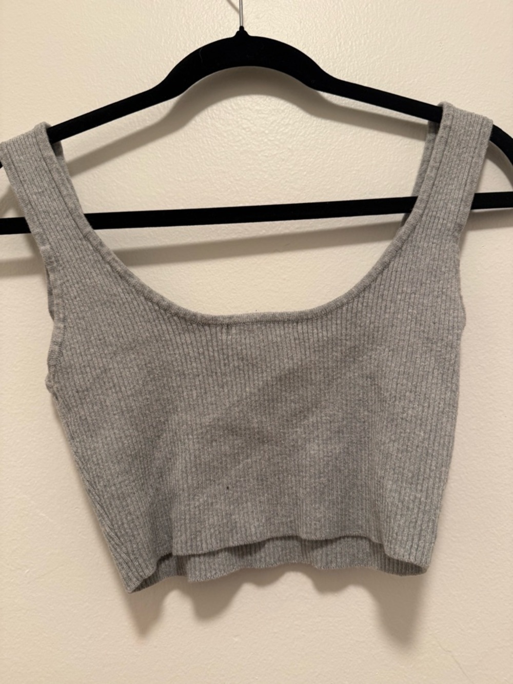 Gray Ribbed Cropped Tank Top Forever 21 Size Xtra Small - Picture 4 of 4